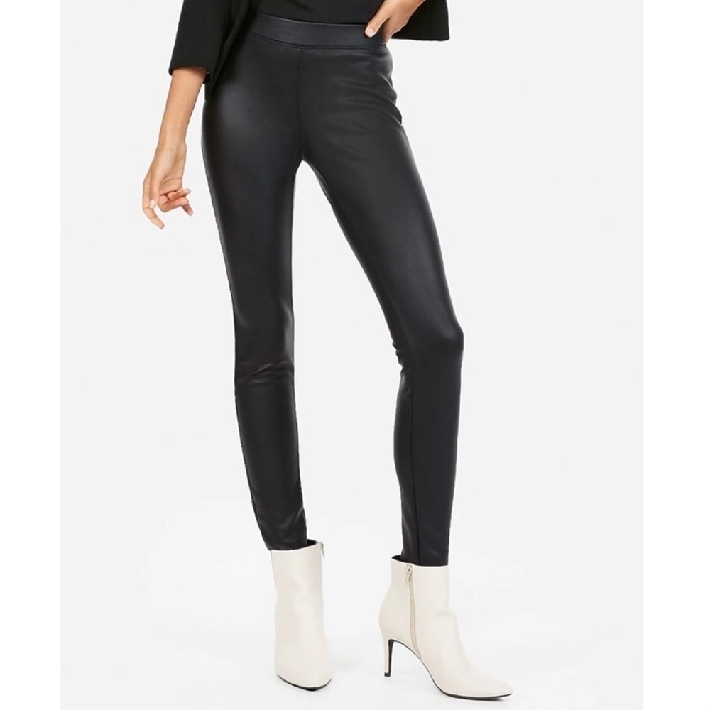 Express Black Faux Leather Scuba Leggings, Size Small